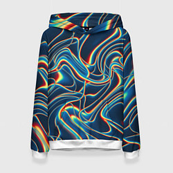 Толстовка-худи женская Abstract waves, цвет: 3D-белый
