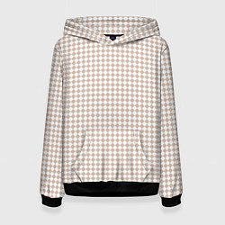 Толстовка-худи женская Шахматка бело-бежевый, цвет: 3D-черный