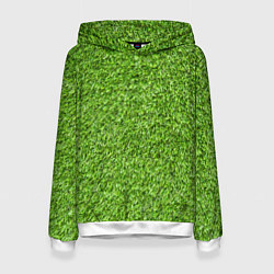 Толстовка-худи женская Зелёный газон, цвет: 3D-белый