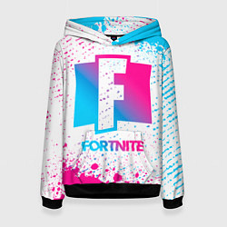 Толстовка-худи женская Fortnite neon gradient style, цвет: 3D-черный