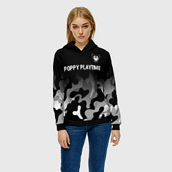 Толстовка-худи женская Poppy Playtime glitch на темном фоне: символ сверх, цвет: 3D-черный — фото 2