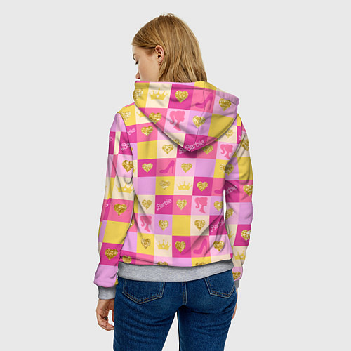 Женская толстовка Барби: желтые и розовые квадраты паттерн / 3D-Меланж – фото 4