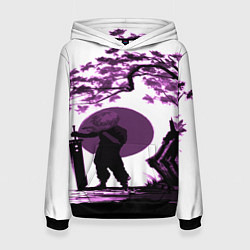 Толстовка-худи женская Канеки самурай под сакурой, цвет: 3D-черный