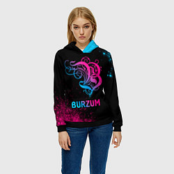 Толстовка-худи женская Burzum - neon gradient, цвет: 3D-черный — фото 2