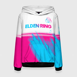 Толстовка-худи женская Elden Ring neon gradient style: символ сверху, цвет: 3D-черный