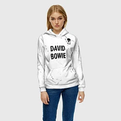 Толстовка-худи женская David Bowie glitch на светлом фоне: символ сверху, цвет: 3D-белый — фото 2