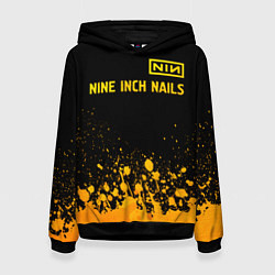 Толстовка-худи женская Nine Inch Nails - gold gradient: символ сверху, цвет: 3D-черный