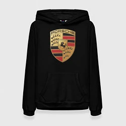 Толстовка-худи женская Porsche car auto, цвет: 3D-черный