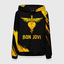 Толстовка-худи женская Bon Jovi - gold gradient, цвет: 3D-черный