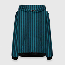 Толстовка-худи женская Текстурные полосы бирюзовый, цвет: 3D-черный