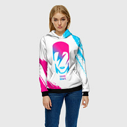 Толстовка-худи женская David Bowie neon gradient style, цвет: 3D-черный — фото 2