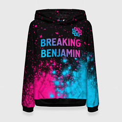 Толстовка-худи женская Breaking Benjamin - neon gradient: символ сверху, цвет: 3D-черный