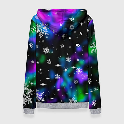 Женская толстовка Неоновый дракон в снежинках / 3D-Меланж – фото 2