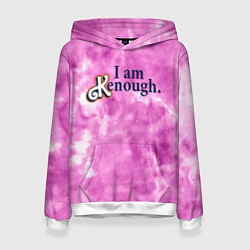 Толстовка-худи женская I am kenough - розовый тай-дай, цвет: 3D-белый