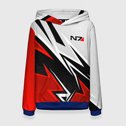 Толстовка-худи женская N7 mass effect - white and red, цвет: 3D-синий