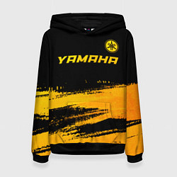 Толстовка-худи женская Yamaha - gold gradient: символ сверху, цвет: 3D-черный