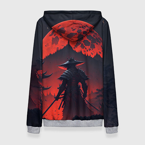 Женская толстовка Samurai and red moon - нейросеть / 3D-Меланж – фото 2