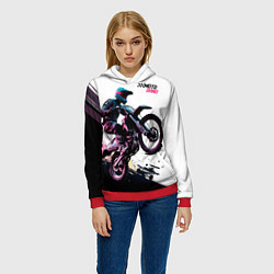 Толстовка-худи женская Moto band, цвет: 3D-красный — фото 2