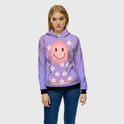 Толстовка-худи женская Позитивная ромашка, цвет: 3D-черный — фото 2