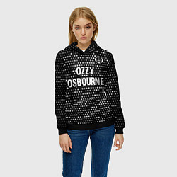 Толстовка-худи женская Ozzy Osbourne glitch на темном фоне посередине, цвет: 3D-черный — фото 2