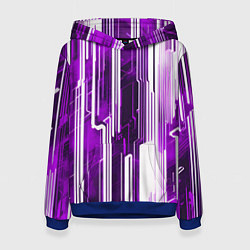 Женская толстовка Киберпанк полосы белый и фиолетовый