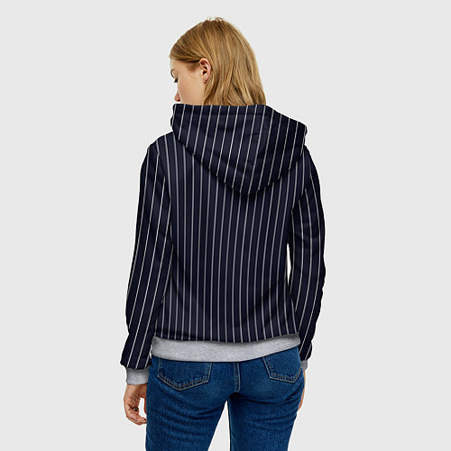 Женская толстовка Строгий тёмно-синий в полоску / 3D-Меланж – фото 4