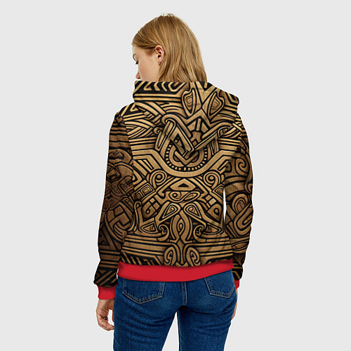 Женская толстовка Орнамент в стиле викингов / 3D-Красный – фото 4