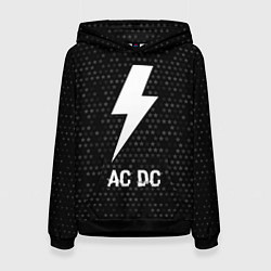 Толстовка-худи женская AC DC glitch на темном фоне, цвет: 3D-черный