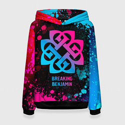 Толстовка-худи женская Breaking Benjamin - neon gradient, цвет: 3D-черный