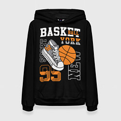 Толстовка-худи женская Basketball New York, цвет: 3D-черный