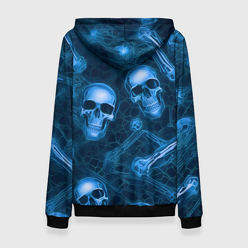 Женская толстовка Синие черепа и кости / 3D-Черный – фото 2