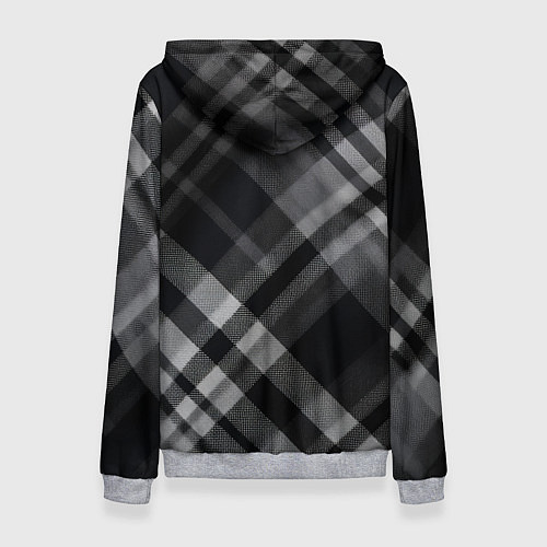 Женская толстовка Черно-белая диагональная клетка в шотландском стил / 3D-Меланж – фото 2