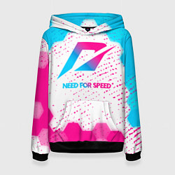 Толстовка-худи женская Need for Speed neon gradient style, цвет: 3D-черный