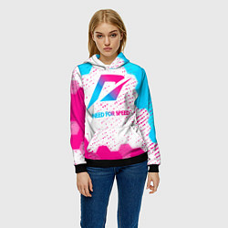 Толстовка-худи женская Need for Speed neon gradient style, цвет: 3D-черный — фото 2