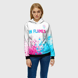 Толстовка-худи женская In Flames neon gradient style посередине, цвет: 3D-черный — фото 2