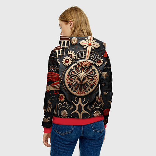 Женская толстовка Орнамент в славянской стилистике / 3D-Красный – фото 4