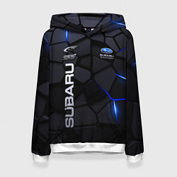 Толстовка-худи женская Subaru - плиты с эффектом свечения, цвет: 3D-белый