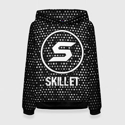 Толстовка-худи женская Skillet glitch на темном фоне, цвет: 3D-черный