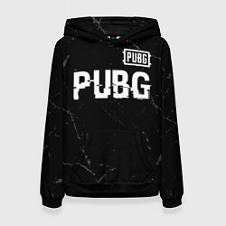 Толстовка-худи женская PUBG glitch на темном фоне посередине, цвет: 3D-черный