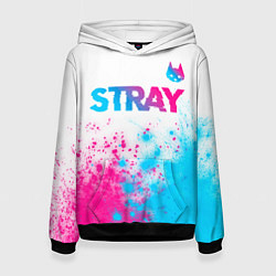 Толстовка-худи женская Stray neon gradient style посередине, цвет: 3D-черный