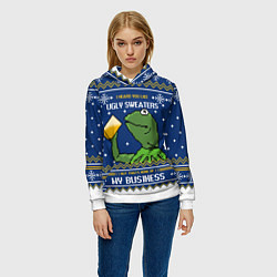 Толстовка-худи женская I heard you like ugly sweaters, цвет: 3D-белый — фото 2