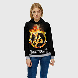 Толстовка-худи женская Linkin Park - fire logo, цвет: 3D-меланж — фото 2