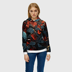 Толстовка-худи женская Красные и черные плиты, цвет: 3D-белый — фото 2