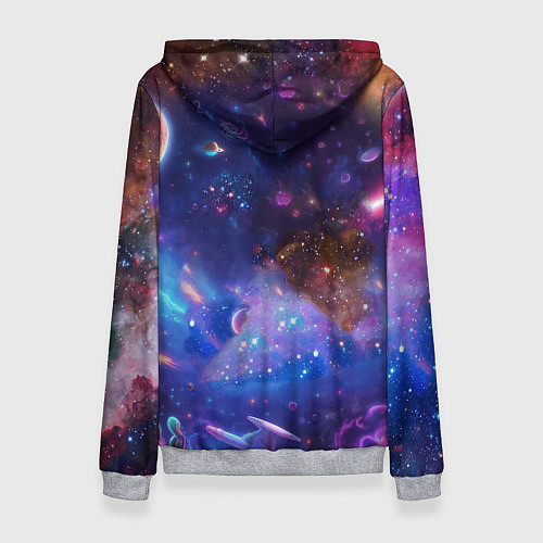 Женская толстовка Барт Симпсон с лазерным пистолетом в космосе / 3D-Меланж – фото 2