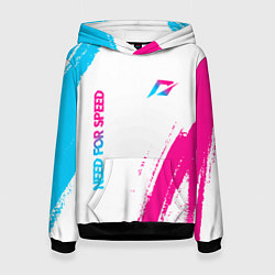 Толстовка-худи женская Need for Speed neon gradient style вертикально, цвет: 3D-черный