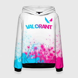 Толстовка-худи женская Valorant neon gradient style посередине, цвет: 3D-черный