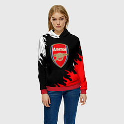 Толстовка-худи женская Arsenal fc flame, цвет: 3D-красный — фото 2