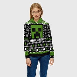 Толстовка-худи женская Minecraft christmas sweater, цвет: 3D-черный — фото 2