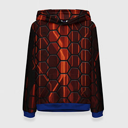 Толстовка-худи женская Огненные шестигранники соты, цвет: 3D-синий