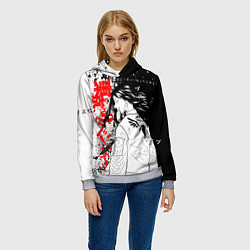 Толстовка-худи женская Баджи из вальхаллы - токийские мстители, цвет: 3D-меланж — фото 2